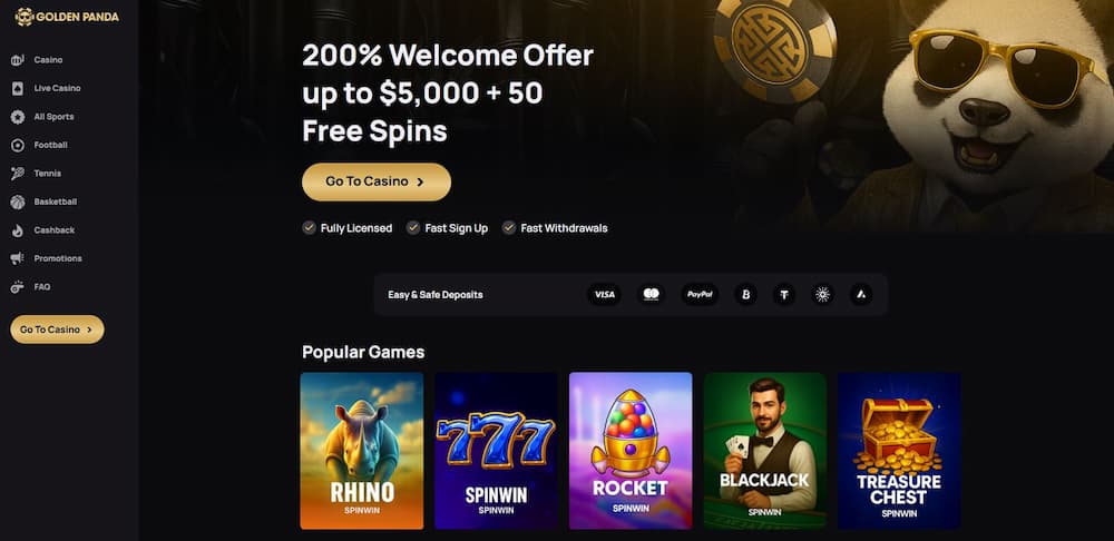 Golden Panda ist ein innovatives Schweizer Krypto-Casino mit einem herausragenden Willkommensbonus von 200 % bis zu 5.000 € plus 50 Freispiele – und das bei fairen Bonusbedingungen. Dank der Nutzung von Kryptowährungen profitieren Spieler von extrem schnellen Auszahlungen, oft innerhalb weniger Minuten. Neben der beeindruckenden Spielauswahl mit Tausenden von Casinospielen, die teils kostenlos im Demomodus spielbar sind, bietet Golden Panda auch Sportwetten an. Damit genießen Sie zwei Bereiche in einer Plattform und können Ihr Guthaben flexibel für beide nutzen. Ein starkes Gesamtpaket für alle, die moderne Technik und Vielfalt schätzen.